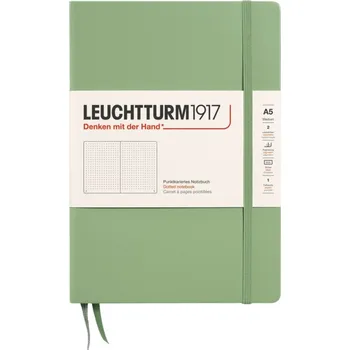 Diář Leuchtturm 1917, Tečkovaný zápisník v pevné vazbě Leuchtturm 1917 A5, 251 stran, šalvějově zelený, 80 g/m² - Formadore