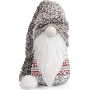 Vánoční dekorace Rea Vánoční skřítek 72 cm šedý/bílý/červený