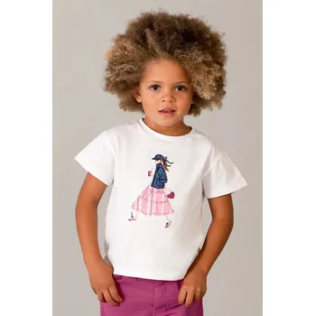 Dětské bavlněné tričko Mayoral 3011.6H.Mini.PPY2 bílá 00X, vel. 134