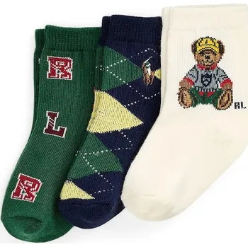 Dětské ponožky Polo Ralph Lauren 3-pack 441P03153001 námořnická modř 59X, vel. 19/21