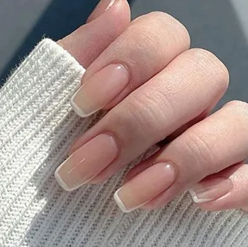 Brishow Umělé nehty Krátké francouzské růžové nehty s potiskem Balerína Akrylové nehty k nalepení