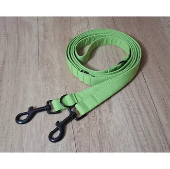 Vodítko pro psa Přepínací vodítko pro střední plemena Soft - SVĚTLE ZELENÁ, 20 mm, 2,5 m, Karabiny 81 mm - pro střední plemena - černá
