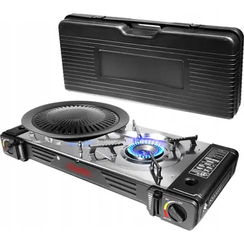 Zahradní gril Turistický vařič s grilem STILHOFF, 2 hořáky, nerezový + grilovací plotna 1