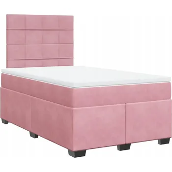Postel Kontinentální postel růžová 200 x 120 x 140,5/150,5 cm s matrací a topperem