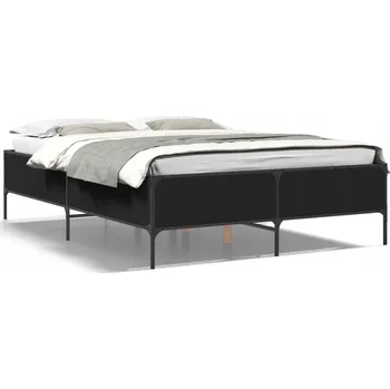 Postel Rám postele černý 203 x 143 x 44 cm, materiál dřevotříska, ocel