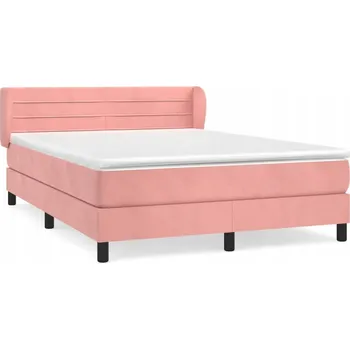 Postel Kontinentální postel růžová 203 x 147 x 78/88 cm s matrací 140 x 200 x 20 cm
