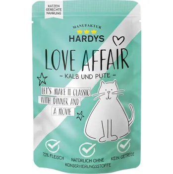 Krmivo pro kočku Výhodné balení: 24x100g Hardys LOVE AFFAIR telecí a krůtí vlhké krmivo pro kočky