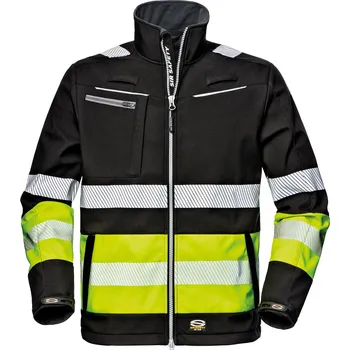 Pánská softshellová bunda SIR Contrast Softshell HV černá pánská reflexní pracovní bunda XXL