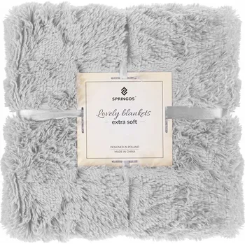 přikrývka Deka 220x240 cm dvouvrstvá SPRINGOS LOTUS světle šedá