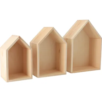 Dřevěná hračka Dřevěná polička domeček - sada 3 ks