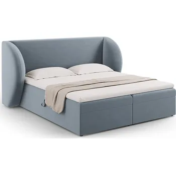 Postel Micadoni Home Čalouněná postel Miley modrý samet 160x200 s úložným prostorem do ložnice