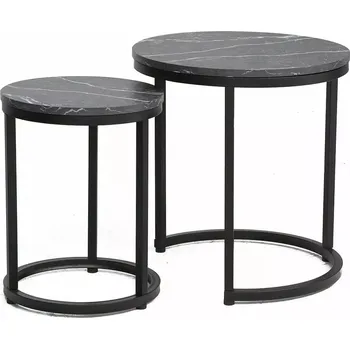 Konferenční stolek Sada 2 ks konferenčních stolků Hola černý mramor/černá