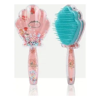 Dětský transparentní kartáč na vlasy s animovanými obrázky (SKLAD) Motiv: love, modrá