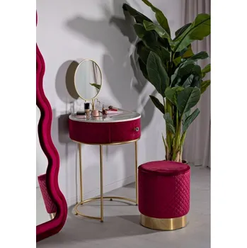 Toaletní stolek Designový toaletní stolek s taburetkou Xalvadora červený