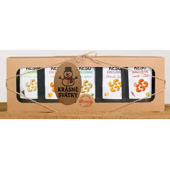 Dárkový potravinový koš Dárková sada Kešu EXCLUSIVE mix 5 druhů slaných TOP CHUŤ Krásné svátky sněhulák (Dárková sada Kešu EXCLUSIVE mix 5 druhů slaných TOP CHUŤ Krásné svátky sněhulák)