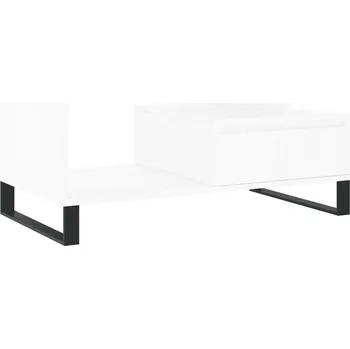 Konferenční stolek Bílý konferenční stolek 90 x 49 x 45 cm s kovovými nohami