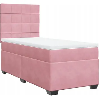 Postel Kontinentální postel růžová 190 x 90 x 140,5/150,5 cm s matrací a topperem