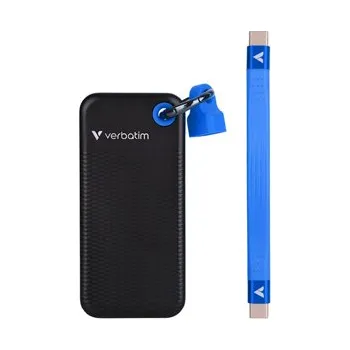 Externí pevný disk Verbatim SSD Externí Pocket SSD Black Blue, 32195, 2000GB, černý, M.2, obsahuje USB C kabel a pytlík, 1000 MB s-R, USB-C