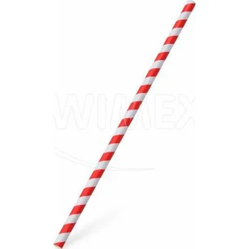 Jednorázové nádobí Slámka papírová JUMBO červená spirála 25 cm, Ø 8 mm [100 ks]