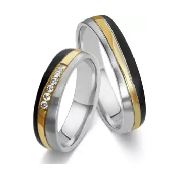 Prsten Snubní prsteny z chirurgické oceli Tricolor