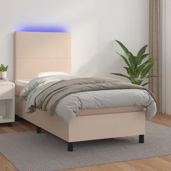 Ložnice vidaXL Box spring postel s matrací a LED 80x200 cm umělá kůže [3135790] Barva: cappuccino