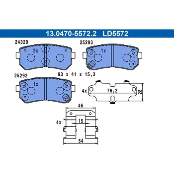 Brzdová destička Sada brzdových destiček, vždy 4 kusy v sadě ATE 13.0470-5572.2