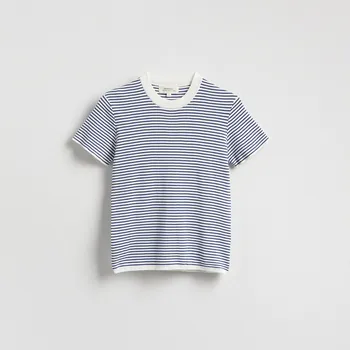 Dámské tričko Reserved - Pruhované bavlněné tričko - modrá - 976EG-55X - 976EG-55X-M