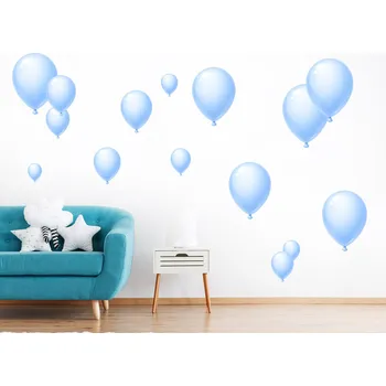 Samolepící dekorace Modré nafukovací balónky samolepky na zeď arch 45 x 45 cm