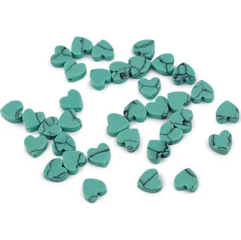Korálek Minerální a skleněné korálky srdce Ø6 mm Varianta: 2 tyrkenit minerál, Balení: 35 ks
