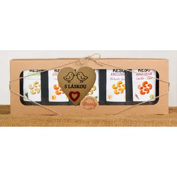 Dárkový potravinový koš Dárková sada Kešu EXCLUSIVE mix 5 druhů slaných TOP CHUŤ s Láskou (Dárková sada Kešu EXCLUSIVE mix 5 druhů slaných TOP CHUŤ s Láskou)