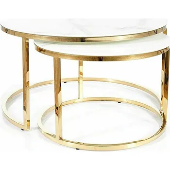 Obývací pokoj Sada 2 ks konferenčních stolků Muse I bílý mramor/zlatá