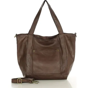 Kabelka Marco Mazzini Kožená městská taška velká MARCO MAZZINI; tmavě hnědá