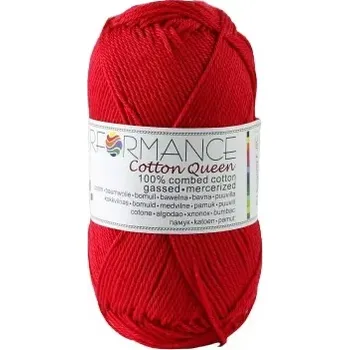 Příze Performance Bavlněná příze Cotton Queen 162 - červená 50g 125m