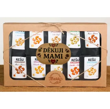 Dárkový potravinový koš Dárková sada Kešu EXCLUSIVE mix 10 druhů TOP CHUŤ děkuji mami (Dárková sada Kešu EXCLUSIVE mix 10 druhů TOP CHUŤ děkuji mami)