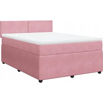 Postel Kontinentální postel růžová 200 x 144 x 100,5 cm s matrací 140 x 200 x 20 cm