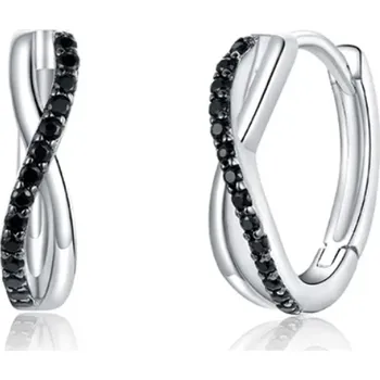 Náušnice For Silver Kroužkové náušnice s černými zirkony - Stříbro 925