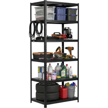 Dílenský regál Lakovaný celokovový regál Mamutex Standard 2000x600x400 mm – 6 polic, nosnost 720 kg, černý