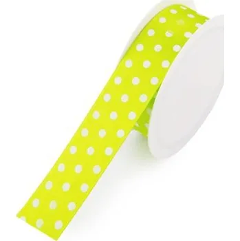 Stuha Dárková atlasová stuha zelená s puntíky 25mm/3m