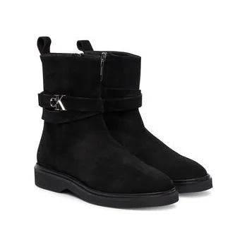 Dámské kozačky Polokozačky Calvin Klein Ankle Boot W/ Metal Logo Sue HW0HW02664 Černá 37