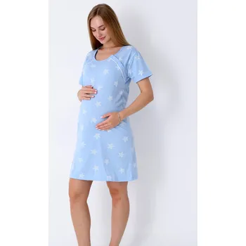 Těhotenské noční prádlo Noční košile ke kojení 21305 Blue Stars
