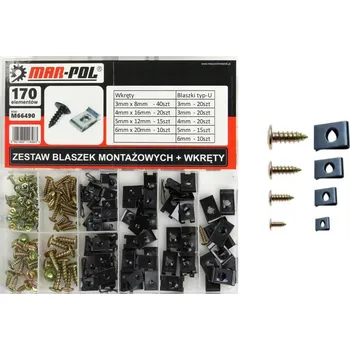 Šroub MAR-POL M66490 Samořezné šrouby a pružné matice pro karoserii, sada 170 ks