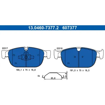 Brzdová destička Sada brzdových destiček, vždy 4 kusy v sadě ATE 13.0460-7377.2