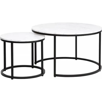 Konferenční stolek Sada 2 ks konferenčních stolků Dion mramor/černá