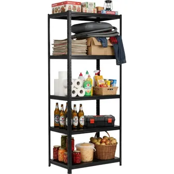 Dílenský regál Lakovaný celokovový regál Mamutex Standard 1800x600x400 mm - 5 polic, nosnost 600 kg, černý