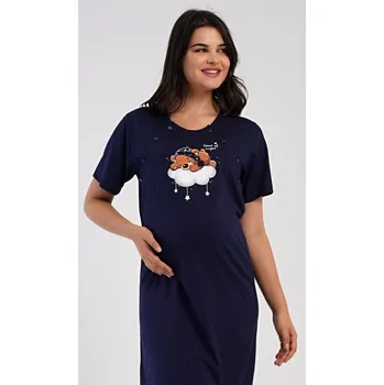 Těhotenské noční prádlo Noční košile na knoflíky Good Night tmavě modrá - 2.jakost