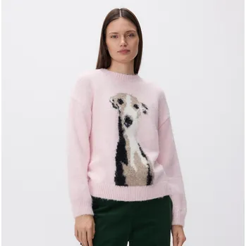 Dámský svetr Reserved - Svetr s žakarovým vzorem - pastelově růžová - 236IW-03X - 236IW-03X-M