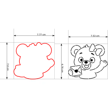 Vykrajovátko Naše Vykrajovátko Valentýnský medvídek 7 - sada vykrajovátko + šablona Velikost: 7 cm Vykrajovátko
