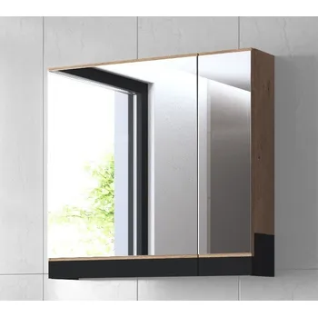 Policová skříň Závěsná skříňka se zrcadlem Duesa 1D 80 cm dub zlatý