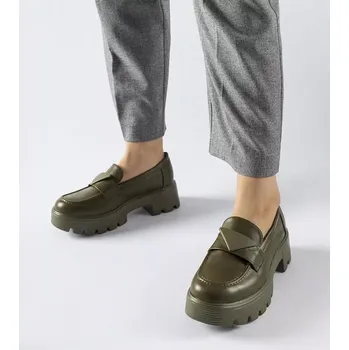 Dámské mokasíny Dámské mokasíny 100-353 Khaki tmavě zelená - Solea khaki-tm.zelená 40