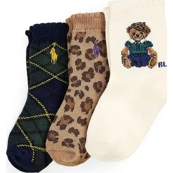 Dětské ponožky Polo Ralph Lauren 3-pack 445P03251001 námořnická modř 59X, vel. 22/24